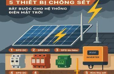 ⚡ Sét Đánh Là Hỏng Cả Dàn! 5 Thiết Bị Chống Sét Bắt Buộc Cho Hệ Thống Điện Mặt Trời