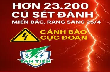 ⚡ Cảnh báo sét cực đoan sáng 25/4: Hơn 23.200 cú sét đánh khắp miền Bắc